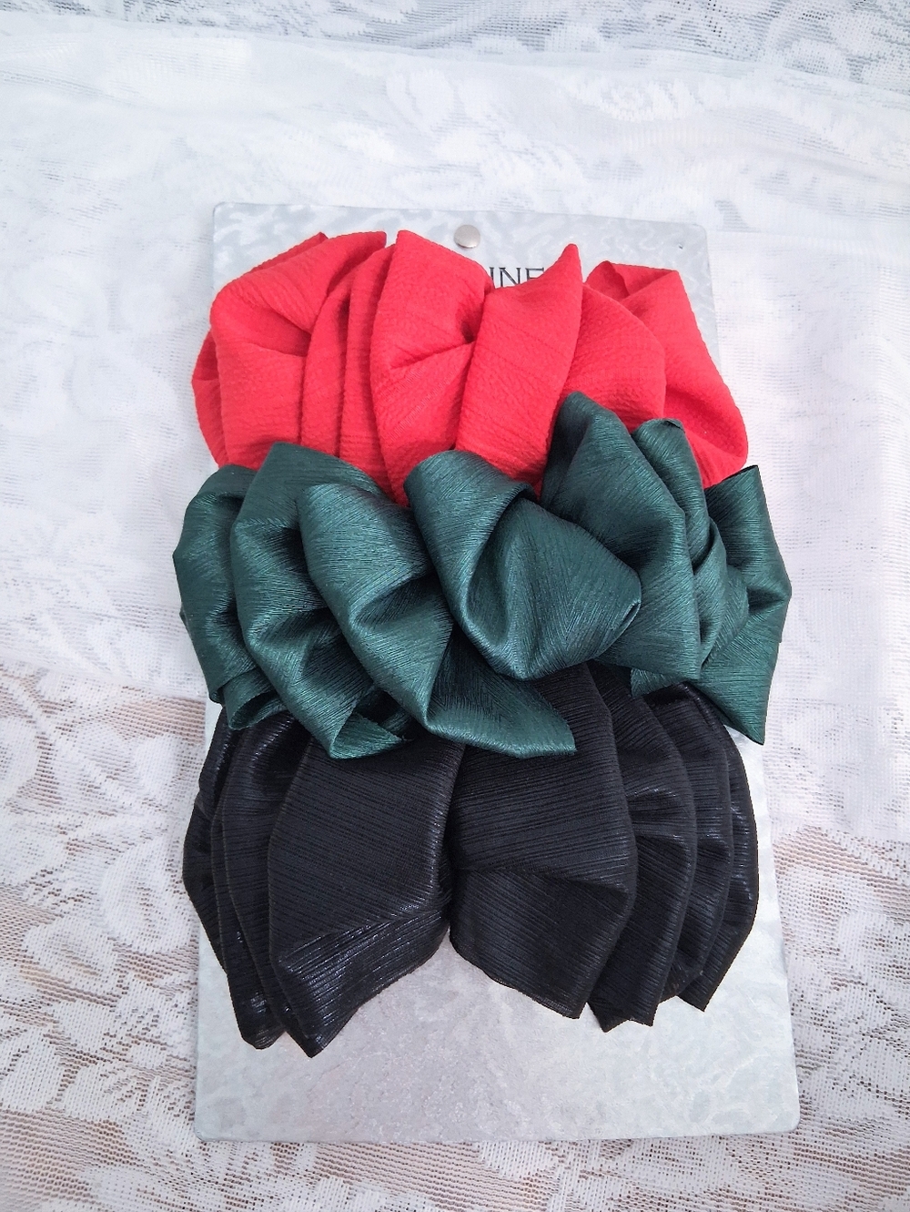 Vintage 90s 3-pack Of Barrettes Large Ruffle French Snap Closure - Picture 4 of 8